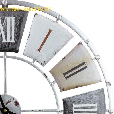 Vintage Industrial Style Wall Clock,Colorful Retro Round Metal Roman Numerals Wall Clock