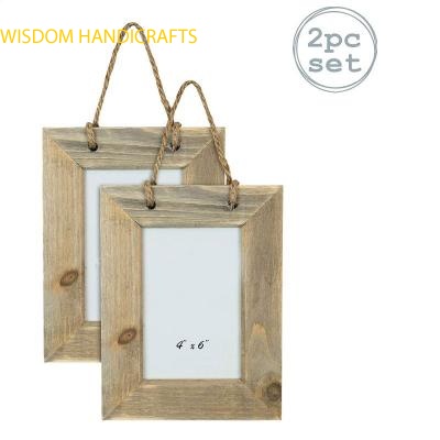 Wooden Hanging Picture Photo Frame Wall Display - 4 x 6 - Pack of 2