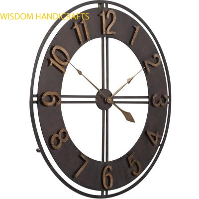 Metal Wall Clock Large Vintage Clocks Retro - Gallery Solutions Oversized Black And Bronze Metal Wall Clock