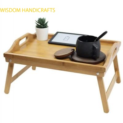 Bamboo Bed Tray Table with Folding Legs