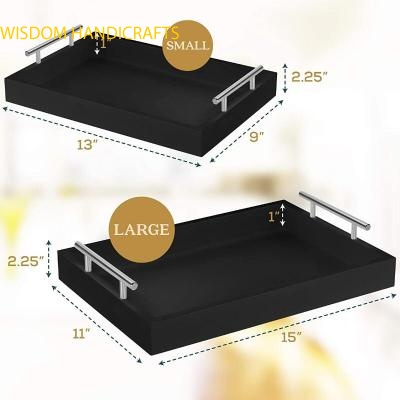 Wooden Serving Tray Set – Set of 2 Serving Trays with Handles